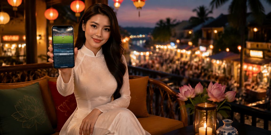 Người phụ nữ mặc áo dài xem cược thể thao tại Phú Quốc